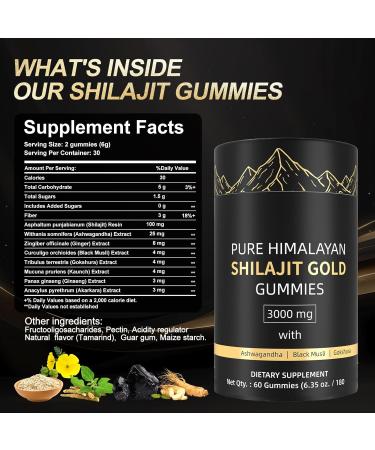 Himalayan Shilajit Gummies, Pure Shilajit Gummies for Men, Gold Rich in Ashwagandha, Gokshura | Fulvic Acid & 85+ Trace Minerals, No Added Sugar | Non-GMO 100% Natural & Organic | 60 Gummy - Buy Online on GoSupps.com