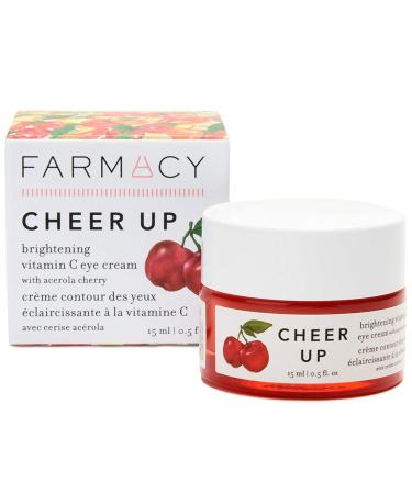 Farmacy Cheer Up Brightening Vitamin C Eye Cream with Hyaluronic Acid  Peptides & Caffeine - Treats Dark Circles & Fine Lines 0.5 Fl Oz (Pack of 1)