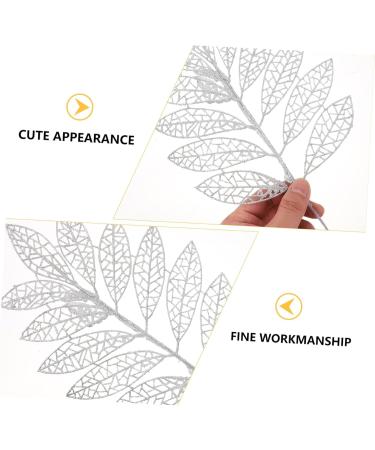 Abaodam 5pcs Christmas Simulated Leaves Gold Dining Table Christmas Glitter Stems Creative Pendant Bride Silver 41x20x0.1cm - Buy Online on GoSupps.com