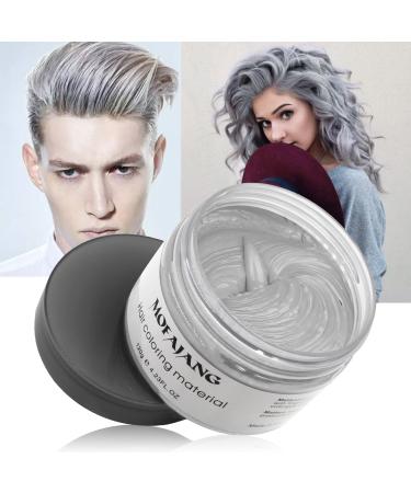 Silver Gray Hair Wax Pomades 4.23 oz - Natural Hair Coloring Wax Material Disposable Hair Styling Clays Ash for Cosplay Party (Silver Gray) 4.23 Ounce (Pack of 1) #04 Silver Gray