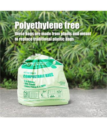 POWERTEC ASTM D6400 Certified Compostable Bags  100 Count | 9.84 Liter - 2.6 Gallon Trash Bags  0.71 Mil  US BPI and European OK Compost Home Certification - Sustainable Green Products 100 Count (Pack of 1) - Buy Online on GoSupps.com