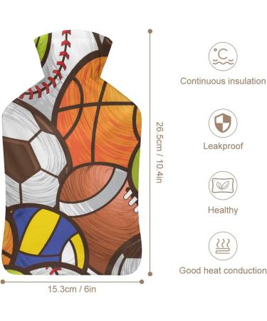 Hot Water Bottle with Lid - Sports Balls Design for Pain Relief Cramps & Foot Warmer | Rubber Hot Water Bag for Hot and Cold Therapy - Buy Online on GoSupps.com