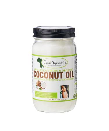 Coconut Oil by Juka's Organic Co. (100% Organic, Unprocessed, Unrefined, Organic, Extra Virgin & Cold Pressed) 16.9 OZ