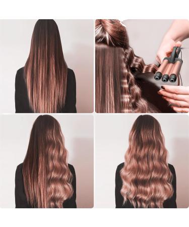 Buy Curling Iron 3 Barrels for Beach Waves - Adjustable Fast Heating Wave Iron for All Hair Types - Rose Gold - Buy Online on GoSupps.com