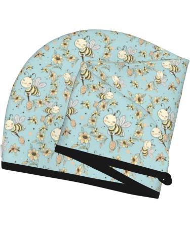 Hair Towel Wrap - Quick-Dry Towel Turban with Button | Cute Honeybees Design for Effortless Hair Drying - Buy Online on GoSupps.com