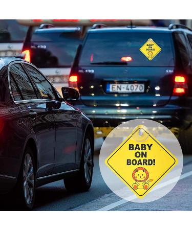 4 Pcs Baby On Board Sign with Suction Cups - Kids Driving Safety Warning - Bright Yellow 5x5 - Buy Online on GoSupps.com