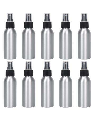 Uheng 10 Pack 1oz Aluminium Fine Mist Spray Bottles, Refillable Perfume Atomizer Empty Beauty Metal Sprayer Essential Oil Cosmetic Travel Container 1oz(30ML)-10Pack|black