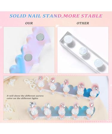 ANGNYA 2 Set Heart-Shaped Nail Stands for Press On | Aurora Nail Holder with Reusable Adhesive Putty | Strong Magnetic Nail Display Art Stand for Painting Nails - Sliver - Buy Online on GoSupps.com