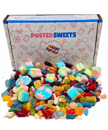 Happy Birthday Sweet Hamper | 1kg Pick & Mix Celebration Gift Hamper | Fizzy & Jelly Sweet Box For Kids Men & Women - Buy Online on GoSupps.com