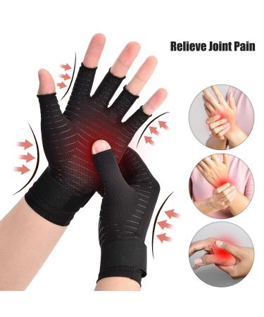 Copper Arthritis Gloves (1 Pair) - Wrist Compression & Support Brace for Carpal Tunnel - Adjustable Strap, Fingerless Design - Relieve Hand, Finger, Wrist Pain - Women/Men (Large) - Buy Online on GoSupps.com