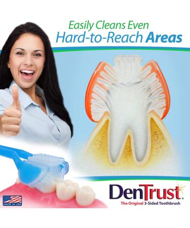 DenTrust 3-Sided Toothbrush 6-PK | Clinically Proven Easy & Effective for All Ages | Ideal for Adults Teens Children & Special Needs - Buy Online on GoSupps.com