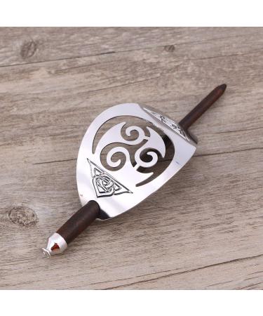 Lurrose Vintage Alloy Celtic Hair Clip with Wooden Slide Hair Stick for Women - Long Hair Bun Chignon Maker - Buy Online on GoSupps.com