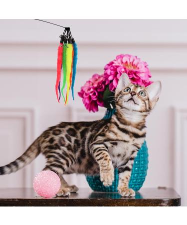Cobee 12pcs Cat Worm Toy Refills Cat Wand Toy Replacement Refills Furry Tail Worm with Bells Assorted Teaser Refills with Bell for Cat Kitten Worm Refills Attachment for Cat Wand - Buy Online on GoSupps.com
