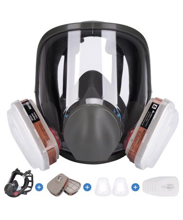 Wytcyic Reusable Full Face Respirator Gas Cover Organic Vapor Mask and Anti-fog Dust-proof Face Cover for Painting Mechanical Polishing Logging Welding and Other Work Protection