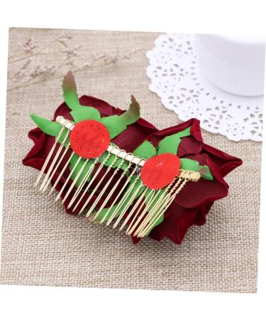 FRCOLOR Red Rose Garland Floral Hair Accessories Bridal Hair Pieces Floral Hair Comb Rose Hair Accessories Rose Flower Comb Fork Comb Wreath Wedding Headgear Flower Hair Accessories medium As Shown - Buy Online on GoSupps.com