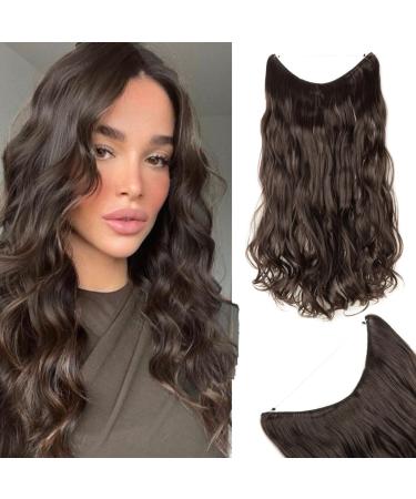 Silk-Co hair extension with rubber band 60cm corrugated Secrets hair extensions with wire synthetically hair sealing hair part for women dark brown 60 cm dark brown