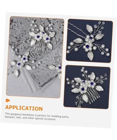 Angoily 3 Sets Bridal Wedding Comb Prom Hair Accessories Pearl Hair Comb Leaf Hair Comb Floral Headpiece Bride Headpiece Hair Insert Comb Hair Clips Beautiful Women's Hairpin Zinc Alloy - Buy Online on GoSupps.com