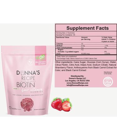 Tabitha Brown Vegan Strawberry BIOTIN Hair Vitamins Gummies - Donna's Recipe - Buy Online on GoSupps.com