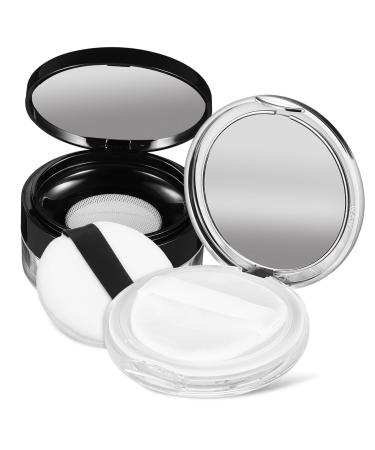 BIUDECO Travel Container with Powder Puff 20g Elastic Mesh 3g Slim Silver Case