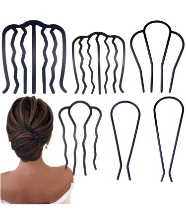 LAPOHI 6 Piece U Shape Hair Combs Hair Fork for Women Accessories  Hair Side Combs for Updo Bun  French Style Hair Sticks Forks for Vintage Hairstyle French Twist Hair Tool