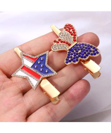 Patriotic Rhinestone American Flag Hair Clip for 4th of July Celebration - Buy Online on GoSupps.com