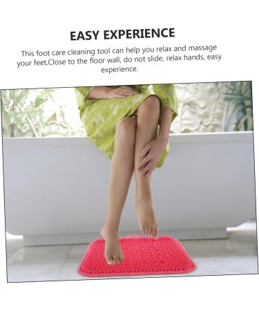 Fomiyes Silicone Foot Massage Cushion | Suction Bath Foot Scrubber & Washer | Pink PVC Foot Pillow for Shower Cleaning (26.5x23x3.5cm) - Buy Online on GoSupps.com