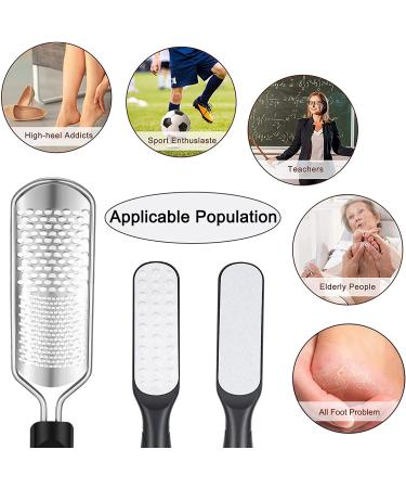 2PCS Stainless Steel Foot File Callus Remover and Scrubber Set - Dual Size Rasp for Dead Skin Removal - Pedicure Tools for Soft Feet - Washable and Reusable - Buy Online on GoSupps.com
