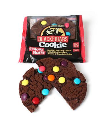 Colour Burst Cookies (16x60g) Chocolate cookies with colourful milk chocolate