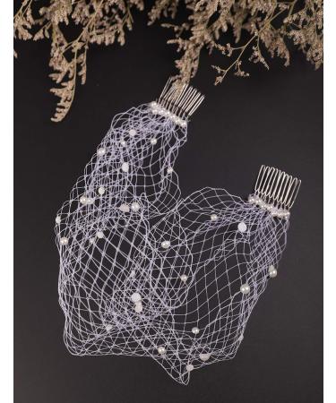 Elegant Beryuan Ladies Fascinator with Veil & Pearls | Bridal Hair Comb & Party Headgear (White) - Buy Online on GoSupps.com