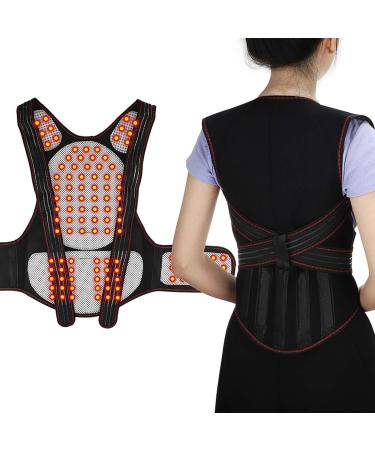 Magnetic Full Back Support Belt Tourmaline Self Heating Therapy Pain Relief Shoulder Waist Support Heated Vest Shoulder Lumbar Spine Back Posture Corrector (Color : Black Size : X-Large) X-Large Black