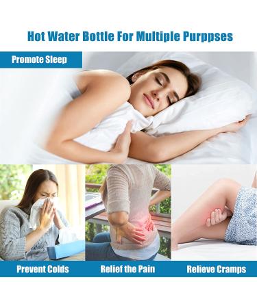 2 Pack 2 Liter Hot Water Bottle Set - Pain Relief, Menstrual Cramps, Hot Cold Therapy - Silicone Hot Water Bag with Soft Cover for Neck, Shoulders, and Feet Warmer - Buy Online on GoSupps.com