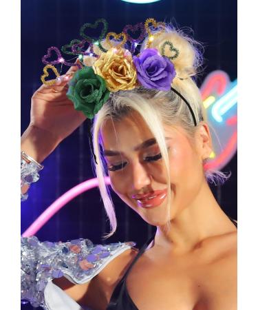 Jovono Light Up Mardi Gras Headband LED Crown Hair Hoop Glowing Nightclub Headpiece Luminous Hair Band Carnival Party Rave Costume Hair Accessories for Women (heart) - Buy Online on GoSupps.com