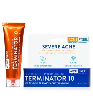 AcneFree Terminator 10 Spot Treatment - Maximum Strength Benzoyl Peroxide Acne Cream (2 Pack 1 oz) - Effective Acne Control - Buy Online on GoSupps.com