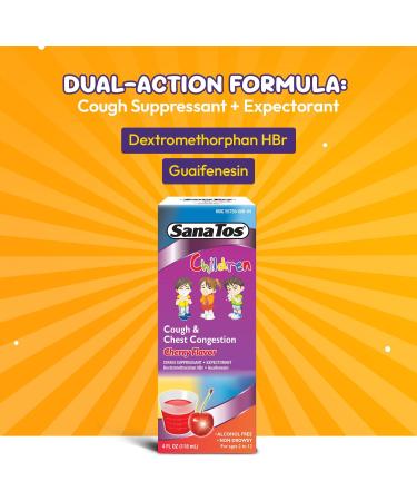 Children s Cough Syrup and Chest Congestion Support 4Fl Oz - Wellness Formula Dextromethorphan and Guaifenesin - Non Drowsy Alcohol Free Kids Mucus Relief and Cough Suppressant Cherry Childs 4 Fl Oz - Buy Online on GoSupps.com