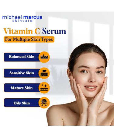 Michael Marcus Hydromarine Vitamin C Face Serum - Anti-Aging Dark Spot Reduction & Skin Brightening with Hyaluronic Acid & Peptides - 30ml - Buy Online on GoSupps.com