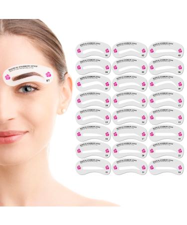 24PCS Eyebrow Stamp Stencils Kit  24 Different Shapes Reusable DIY Brow Template Card for Shaping Natural Grooming Eye Makeup  Practical Quick Beginners Beauty Mould Tools Set Suit for Women Girls Men