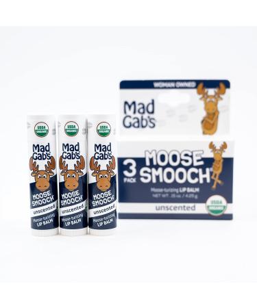 Mad Gab's Moose Smooch Unscented Lip Balm 3pk | Organic Moisturizing Lip Care with Olive Oil & Beeswax - International Shipping Available - Buy Online on GoSupps.com
