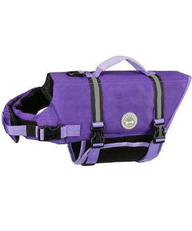 Vivaglory Ripstop Dogs Rescue vest For Small Medium Boat Dog Wallpage with improved buoyancy & visibility purple M: 53-63cm (chest circumference) purple