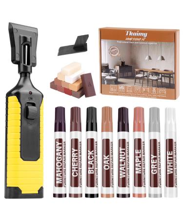 Laminate Floor Repair Kit with Heat Pen 11 Color Wood Vinyl Floor Furniture Repair Kit Linoleum Lvp Repair Hard Wax Touch Up Marker Cover Scratches Stains Cracks Holes for Door Cabinet Table. 11 Colors