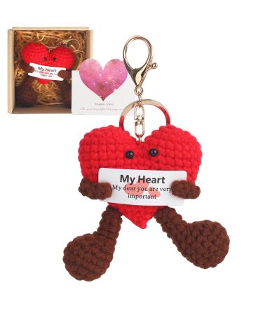 ONECOCOA Valentines Day Gifts for Her/Him Heart Crochet Keychain Positive Potato Funny Gift For Best Friends Men Women Boyfriend Girlfriend Husband Wife Anniversary Valentine's Day Gifts Heart-2