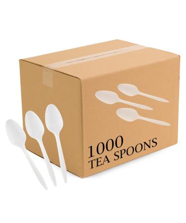 PLASTICPRO Cutlery Plastic Teaspoons Medium Weight Disposable Silverware White (1000 Count) 1000 Tea Spoons