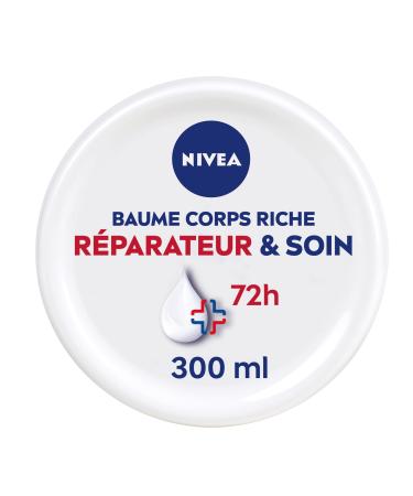 NIVEA Repairing & Care Balm 72h Extra Dry & Tired Skin (1 x 300 ml), Body Balm with NIVEA & Dexpanthenol Care Concentrate, Hydrating Body Care 72H