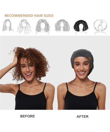 Hat Hut Silk Satin Sleep Cap Bonnet for Natural Curly Hair | Dark Grey Silk Lined Beanie Night Cap - Buy Online on GoSupps.com