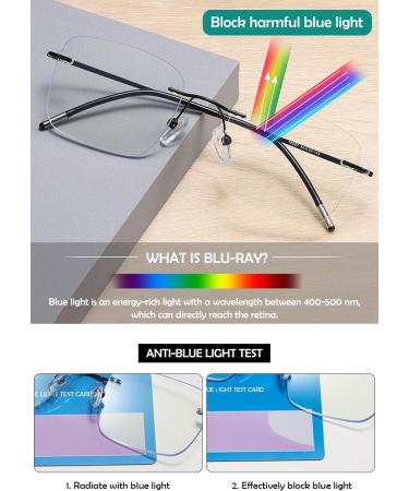 Buy Koosufa Borderless Self-Tinting Progressive Glasses - Multifocus Blue Light Filter UV Protection Frameless Design for Men & Women - Size 1.0-4.0 Color Black - Buy Online on GoSupps.com