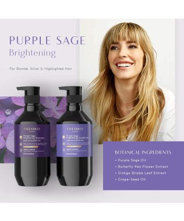 Theorie Purple Sage Brightening Conditioner for Blonde & Silver Hair - Eliminate Brassiness & Yellows | Argan Marula Grape Seed Oil - 400mL - Buy Online on GoSupps.com