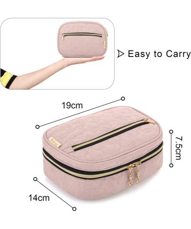 Yarwo Pink Makeup Bag Organizer | Cosmetic Brush Set Storage for Travel & Vacation | Stylish Makeup Accessories Holder - Buy Online on GoSupps.com