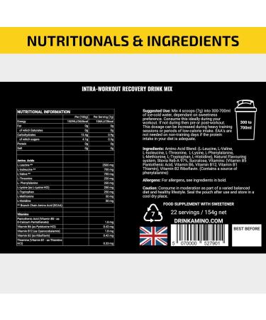 Amino Recovery - EAA & BCAA Intra Workout Powder - 5000mg Amino Acids - Apple Flavor - Vegan & Sugar Free - 22 Servings - Buy Online on GoSupps.com