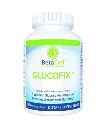 Glucofix Supplement - 120 Vege Caps- 6 Vital Nutrients for Reduced Glucose - Berberine  Cinnamon Pills for Glucose Support