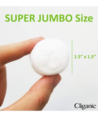 Cliganic Organic Super Jumbo Cotton Balls - 100 Count | Eco-Friendly & 100% Cotton - Buy Online on GoSupps.com