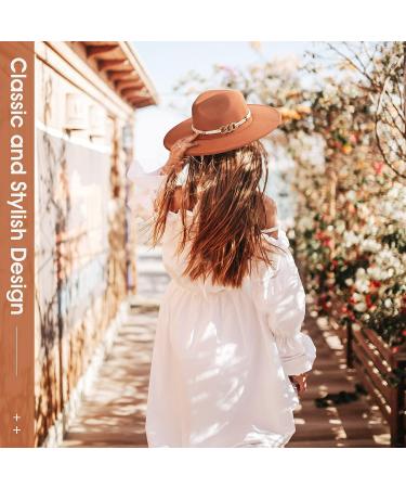 2 Pack Wide Brim Fedora Hats for Women Men | Stylish Classic Felt Panama Hat Set in Black and Khaki - Buy Online on GoSupps.com